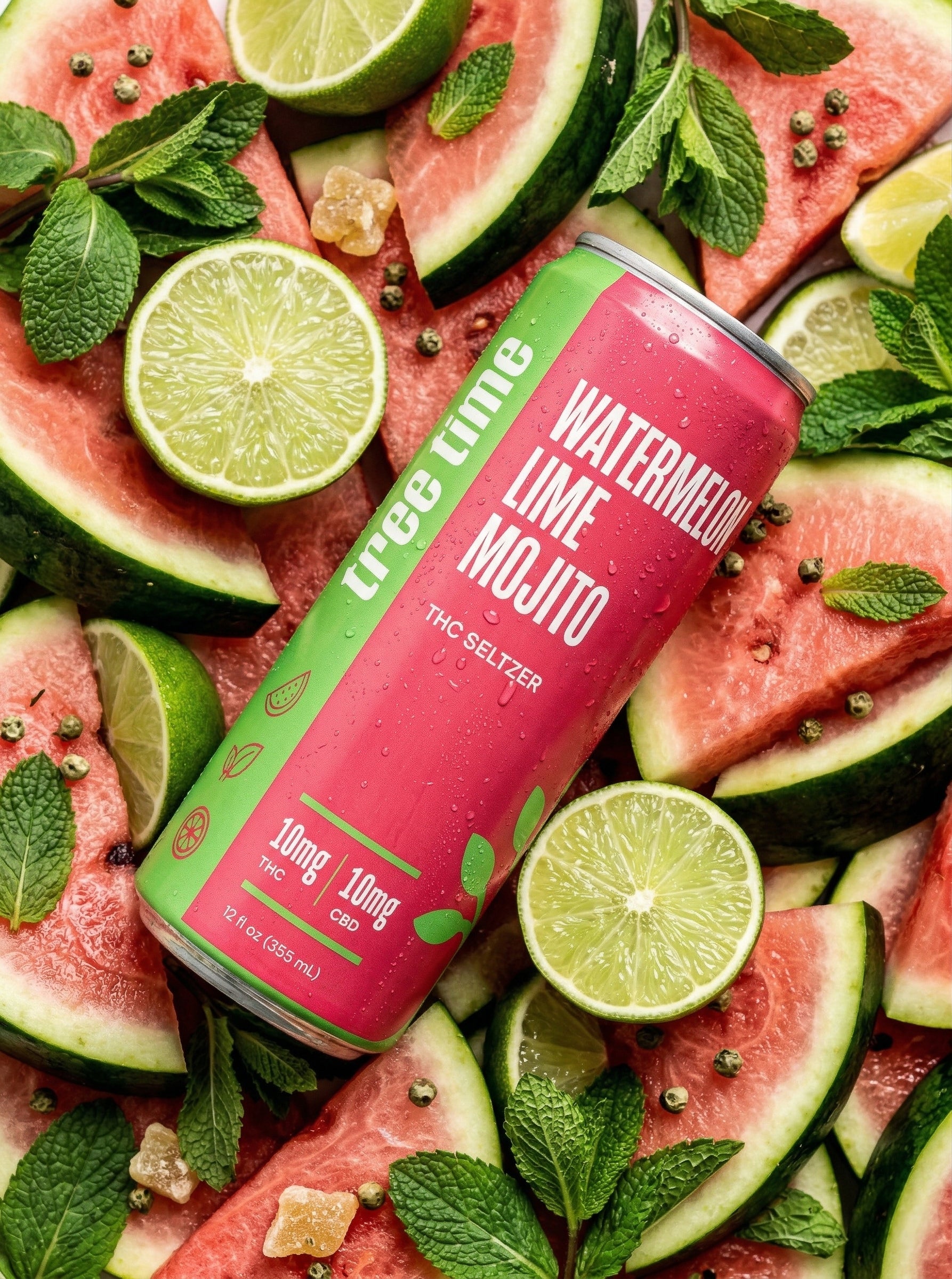 TRUE テルペン CBD CBG 10ml ウォーターメロンモヒート Watermelon Lime Mojito THC Seltzer (10mg) | Tree Time